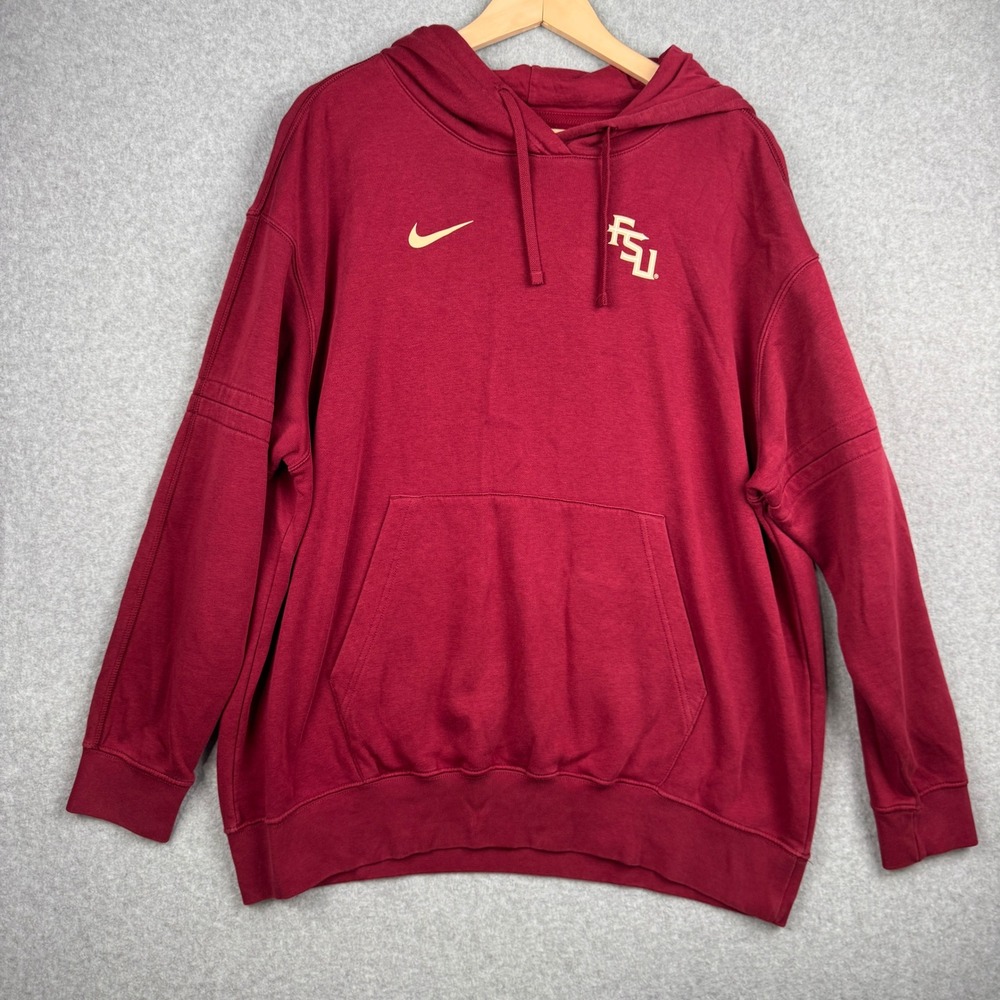 Florida State Hoodie Mens Medium Red Nike‎ Seminoles FSU Pullover Pocket Logo